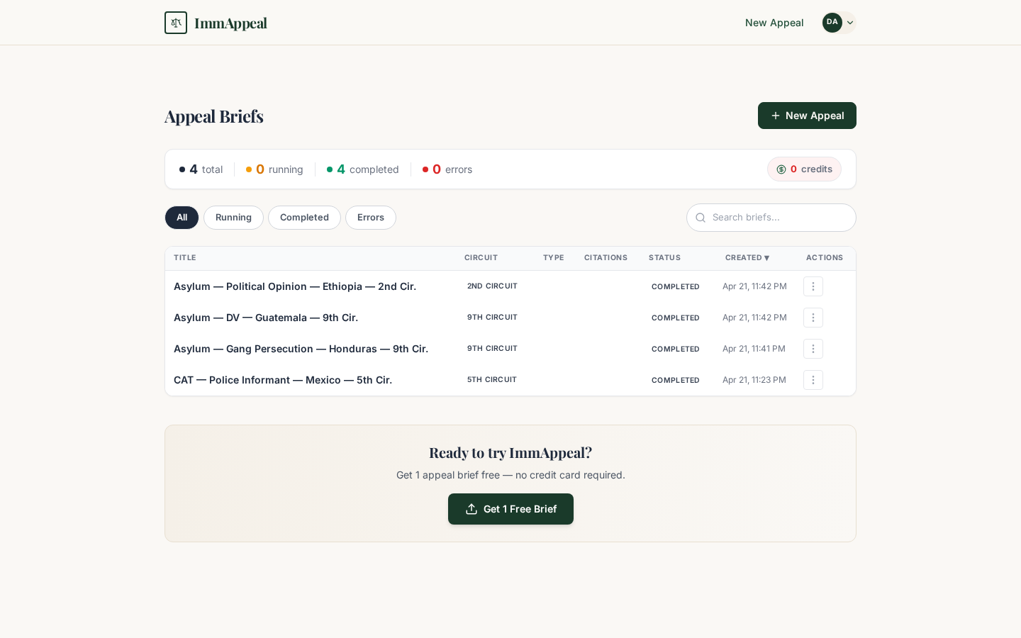 ImmAppeal Dashboard